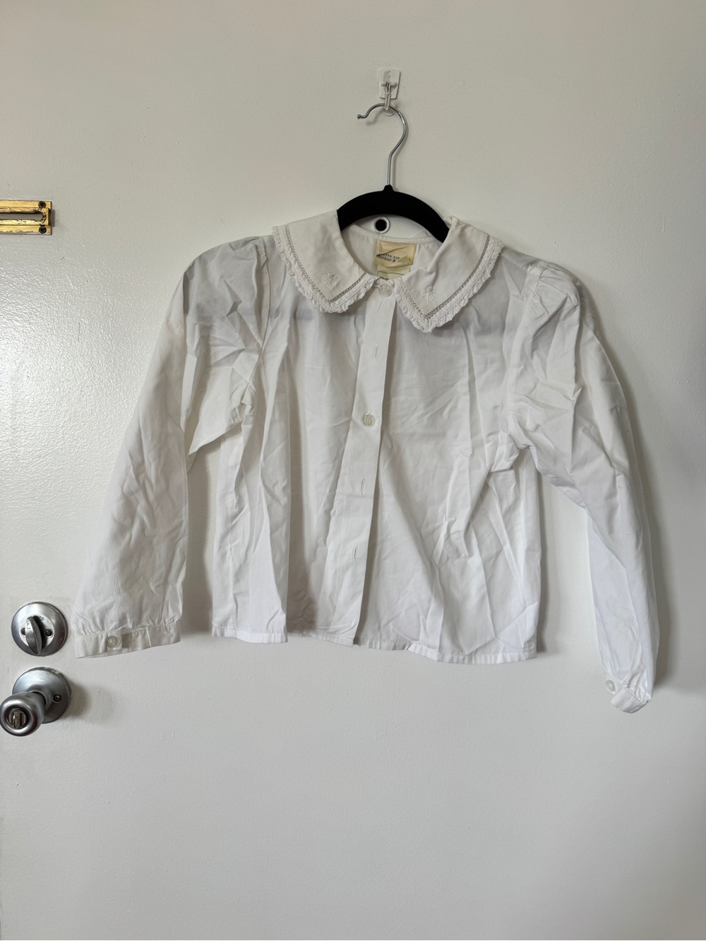 100% Cotton White Collared Button Up Girls Top